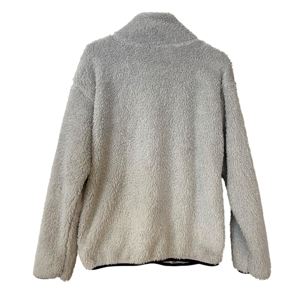 Victoria's Secret PINK Sherpa Zip Up Jacket Gray With Black Trim Women's Medium - Picture 3 of 8